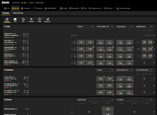 Plataforma de apostas ao vivo da bwin