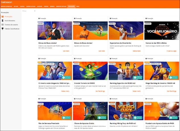 Secao promocoes da Betsson