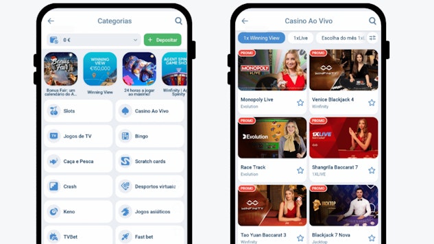 Seccao de casino ao vivo da 1xbet