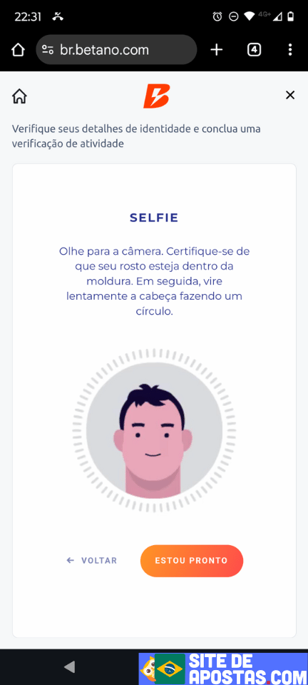 Verificação de conta Betano passo 10