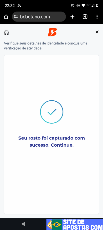 Verificação de conta Betano passo 12