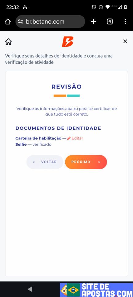 Verificação de conta Betano passo 13