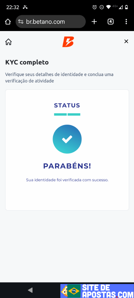 Verificação de conta Betano passo 14