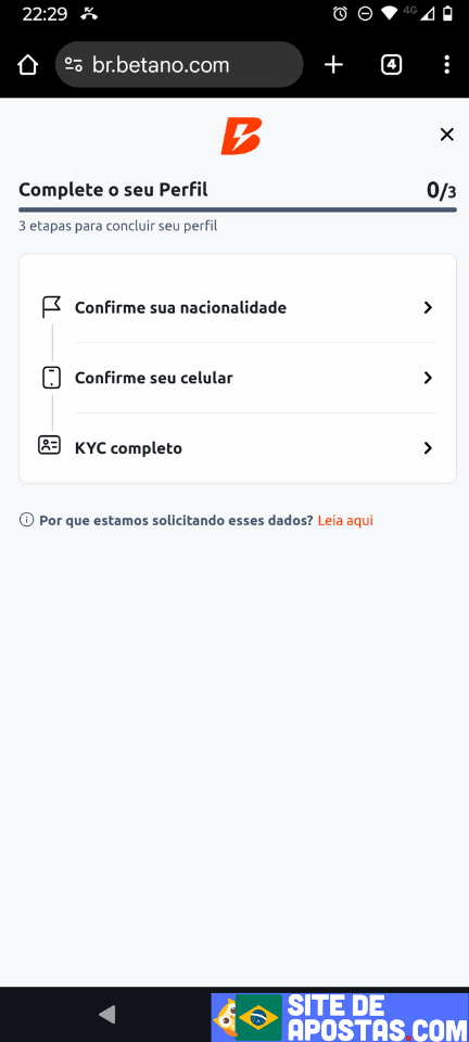 Verificação de conta Betano passo 3