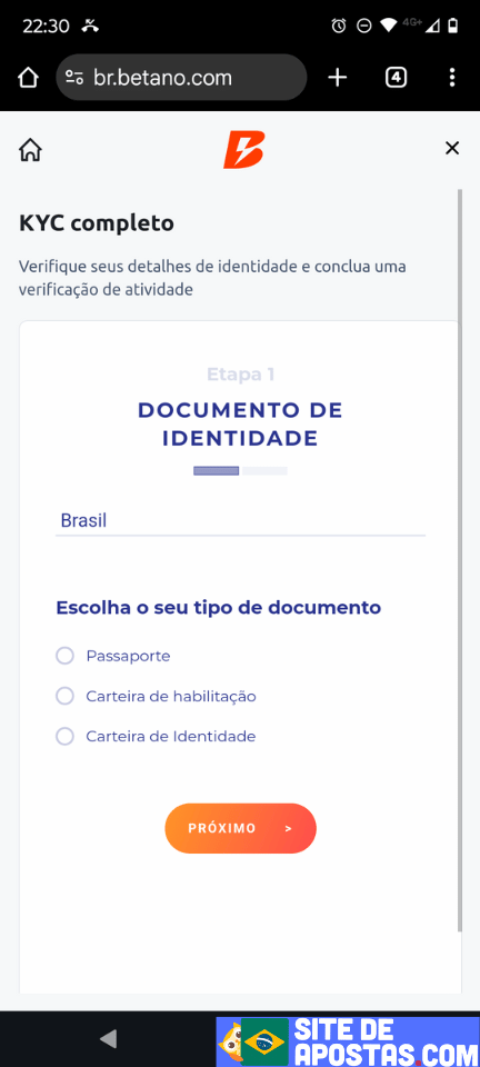 Verificação de conta Betano passo 8