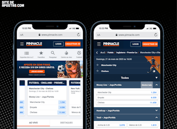 Versao mobile do site da Pinnacle
